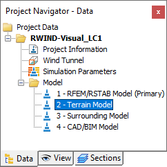 Navigátor projektu, Model terénu